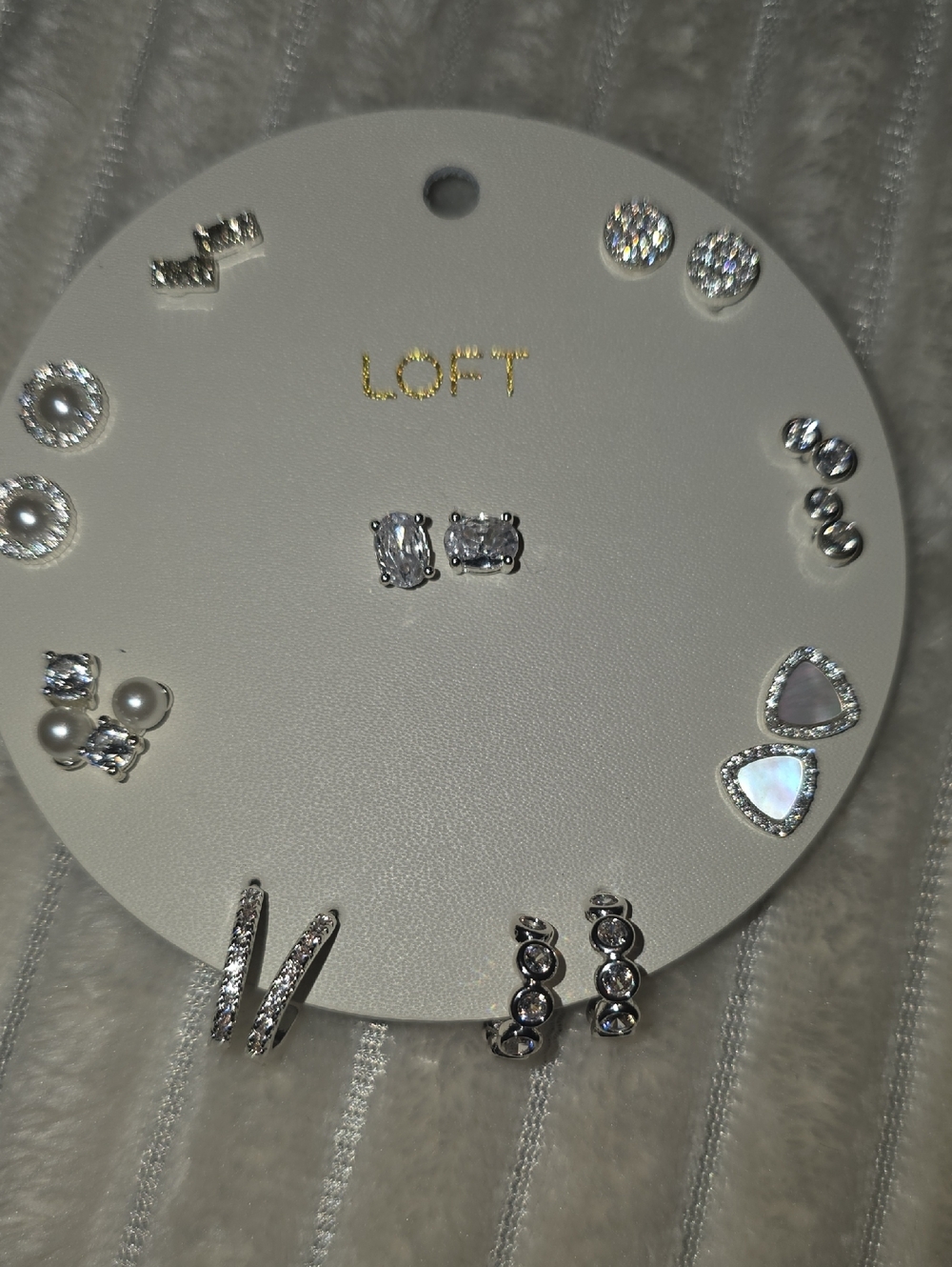 LOFT Silver and Crystal Stud Earring Set - 10 Pairs